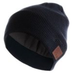 Fashionable Bluetooth Music Hat Winter Sports Warm Knitted Hat with Mic – Dark Blue