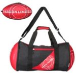 Unisex Rugby Shape Gym Duffel Bag Portable Storage Bag for Outdoor Sport Travel Vacation – Red / Black