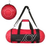 Unisex Football Shape Gym Duffel Bag Portable Storage Bag for Outdoor Sport Travel Vacation – Red / Black