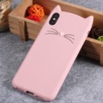 For iPhone XS Max 6.5 inch 3D Moustache Cat Silicone Case – Pink