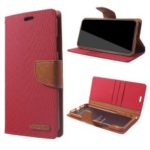 MERCURY GOOSPERY Canvas Diary (with Stand) Wallet Leather Accessory Case for iPhone XR 6.1 inch – Red