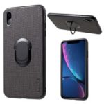 Extraordinary Series Cloth Texture Leather Coated PC TPU Hybrid Case with Kickstand for iPhone XS Max 6.5 inch – Black
