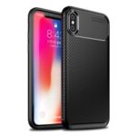 TPU Case for iPhone X / iPhone XS 5.8 inch Beetle Series Carbon Fiber TPU Protection Mobile Phone Cover – Black