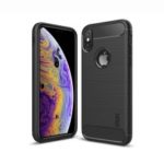 MOFI Carbon Fiber Texture Brushed TPU Back Case with Apple Logo for iPhone XS/X 5.8-inch – Black