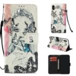 Rhinestone Decor Pattern Printing Wallet Leather Case with Strap for iPhone XS Max 6.5 inch – Girl and Butterfly