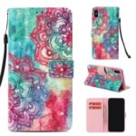 Patterned Leather Case for iPhone XS / X 5.8 inch (Light Spot Decor) (Rhinestone Decor) (Wallet Stand) (Strap) – Mandala Flower