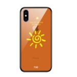NXE Planet Series Case for iPhone XS 5.8 inch 9H Glass Back + TPU Edge Hybrid Cover – Orange Sun Pattern