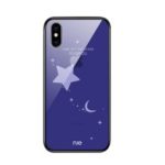 NXE Planet Series Glass Case for iPhone XS Max 6.5 inch 9H Glass Back + TPU Edge Hybrid Phone Cover – Dark Blue Star Pattern