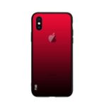 NXE Case for iPhone XS Max 6.5 inch [Gradient Color Series] 9H Glass Back + TPU Edge Hybrid Case – Red / Black