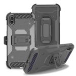Carbon Fiber Belt Clip Kickstand PC TPU Hybrid Holster Case for iPhone XS Max 6.5 inch