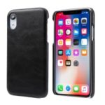 Retro Genuine Leather Coated Hard PC Cover for iPhone XR 6.1 inch – Black