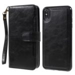 Detachable 2-in-1 Crazy Horse Wallet Leather Casing for iPhone XS Max 6.5 inch – Black
