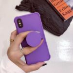 Plush Paint Shockproof TPU Protection Case with Kickstand for iPhone XS / 5.8 inch – Purple