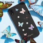 KINGXBAR for iPhone XR 6.1 inch [3D Butterfly] PU Leather Coated PC Case [Authorized Swarovski Rhinestone Decor] – Black