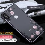 KAVARO Floret Swarovski Rhinestone Case Plated PC Protection Phone Cover for iPhone XS 5.8 inch – Black