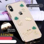 KINGXBAR [Swarovski Rhinestone] Crystal Clear Plated PC Cover Shell for iPhone XS Max 6.5 inch – Gold Bumper