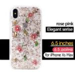 KAVARO Elegant Series Golden Foil Decorated Flower Pattern PC TPU Hybrid Case for iPhone XS Max 6.5 inch – Pink