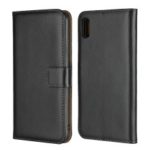 For iPhone XS Max 6.5 inch Genuine Split Leather Stand Wallet Folio Case – Black