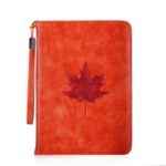 Imprint Marple Pattern Wallet Leather Handheld Tablet Case with Strap for iPad 9.7-inch (2018) / iPad 9.7-inch (2017) / iPad Pro 9.7 inch (2016) / Air 2 / Air – Orange