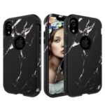 Pattern Printing Detachable Shock Absorption Armor Case PC TPU Hybrid Phone Cover for iPhone XR 6.1 inch – Black