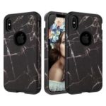 For iPhone XS Max 6.5 inch Armor Case Pattern Printing Detachable Shock Absorption PC TPU Hybrid Cover – Dark Grey