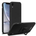 IMAK Ring Holder Kickstand Matte Hard PC Phone Case + Screen Protector for iPhone XR 6.1 inch – Black