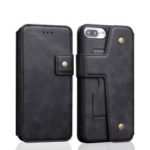 For iPhone 8 Plus / 7 Plus 5.5 inch Phone Cover with Card Holders, Detachable 2-in-1, Built-in Magnetic Holder Metal Sheet – Black