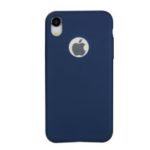 Solid Color Candy TPU Phone Case with Apple Logo Cutout for iPhone XR 6.1 inch – Dark Blue