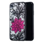 Embossed Flower Pattern TPU + PC Combo Mobile Phone Case for iPhone XR 6.1 inch – Big Red Flower