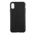 Carbon Fiber Texture TPU Cellphone Shell for iPhone XS Max 6.5 inch – Black
