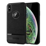 Litchi Texture Brushed TPU Lightweight Back Shell for iPhone XS Max 6.5 inch – Black