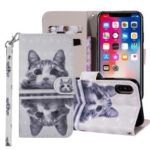 Patterned Wallet Stand Leather Folio Cover for iPhone XS Max 6.5 inch – Cute Cat