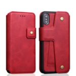 For iPhone XS / X 5.8 inch Detachable 2-in-1 Card Holders Phone Case [Built-in Magnetic Holder Metal Sheet] – Red
