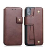 For iPhone XS / X 5.8 inch Detachable 2-in-1 Phone Case Accessory [Built-in Magnetic Holder Metal Sheet] with Card Holders – Coffee