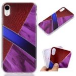 Marble Pattern and Leather Texture Splicing TPU Case for iPhone XR 6.1 inch – Purple