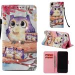 Pattern Printing Rhinestone Decor Leather Wallet Case for iPhone XR 6.1 inch – Owl Pattern