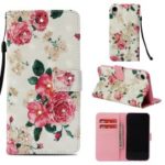 Rhinestone Decor Pattern Printing Wallet Leather Casing with Strap for iPhone XR 6.1 inch – Vivid Flower