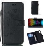 Imprint Butterfly Flower Wallet Leather Stand Case for iPhone XS Max 6.5 inch – Black