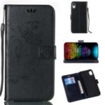 Imprint Butterfly Flower Wallet Leather Stand Case for iPhone XR 6.1 inch – Black