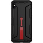 NILLKIN Fingerproof Matte Surface Hard PC Back Phone Shell with Soft Silicone Finger Grip Ring Holder for iPhone XS Max 6.5 inch – Black/Red