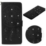 Imprinted Dream Catcher Rhinestone Wallet Leather Phone Case for iPhone XS Max 6.5 inch – Black