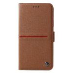 GEBEI Flip Genuine Leather Wallet Stand Shell Case for iPhone XR 6.1 inch – Brown