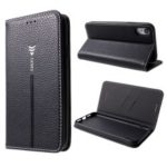 GEBEI Litchi Skin Leather Stand Case with Card Slots for iPhone XR 6.1 inch – Black