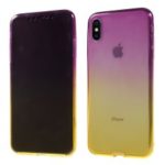 Gradient Color Touchable Front + Back 2-Piece TPU Case for iPhone XS Max 6.5 inch – Purple / Yellow