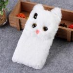 3D Cute Cat Pattern Fur Coated TPU Back Case for iPhone XS Max 6.5 inch – White