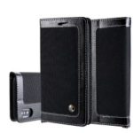 CMAI2 for iPhone XS Max 6.5 inch Jeans Cloth PU Leather Wallet Case with Hand Strap – Black