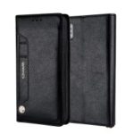 CMAI2 Litchi Grain Auto-absorbed Leather Wallet Case for iPhone XS Max 6.5 inch – Black