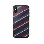 DEVIA Reno Series Case IML Oblique Stripe PC TPU Hybrid Cover for iPhone XS Max 6.5 inch – Dark Blue