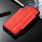 Multifunctional PU Leather Coated TPU Card Holder Case for iPhone XS/X 5.8 inch – Red