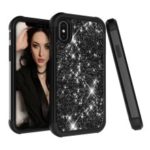 Hybrid Case for iPhone XS Max 6.5 inch Glitter Powder Coated PC Silicone Shockproof Cover – All Black